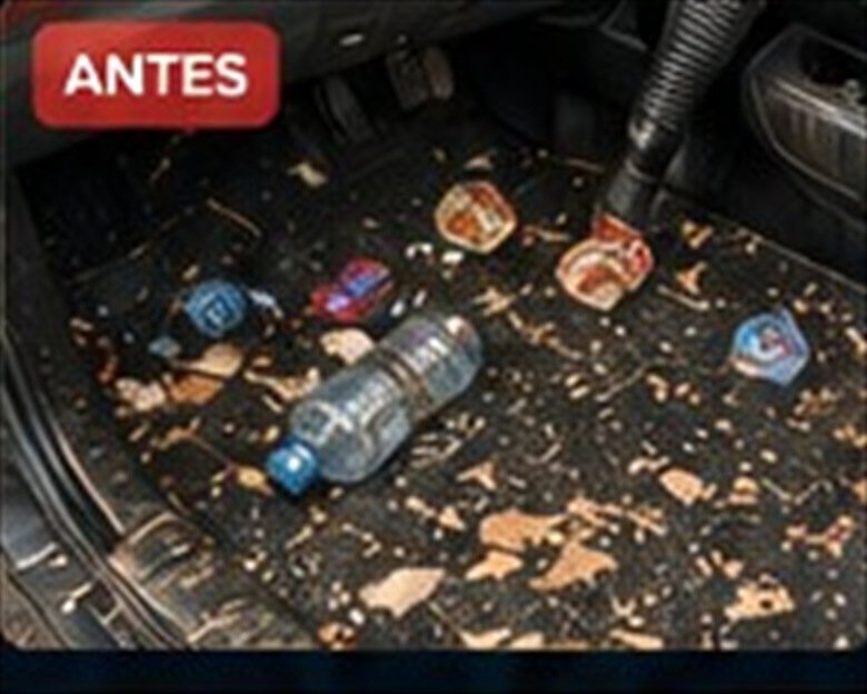 Interior do automóvel antes da limpeza