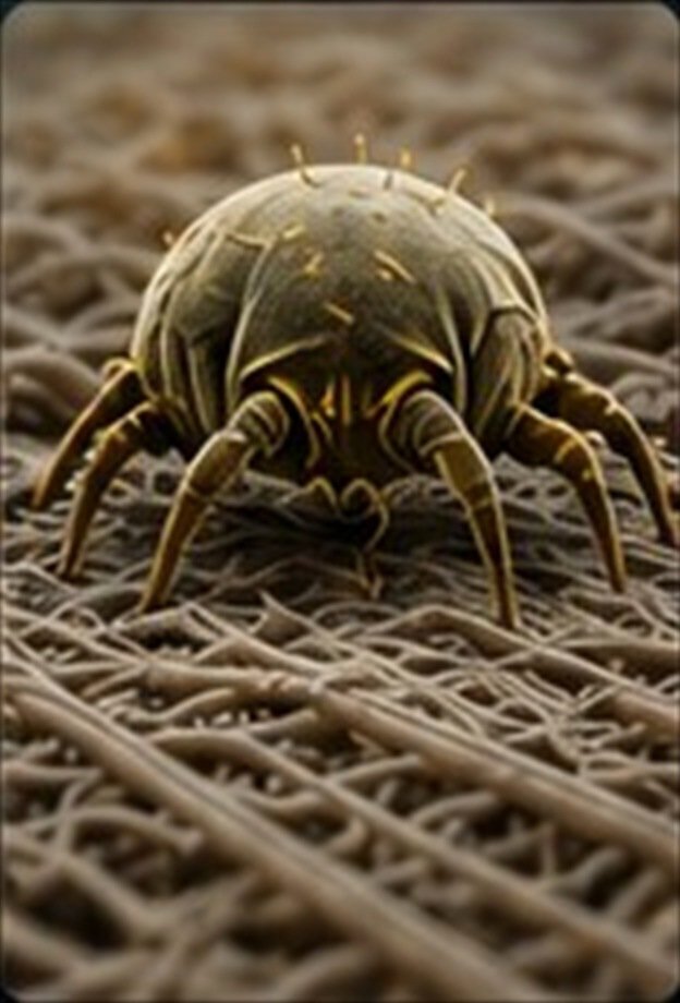 Ácaros acumulados em tecidos